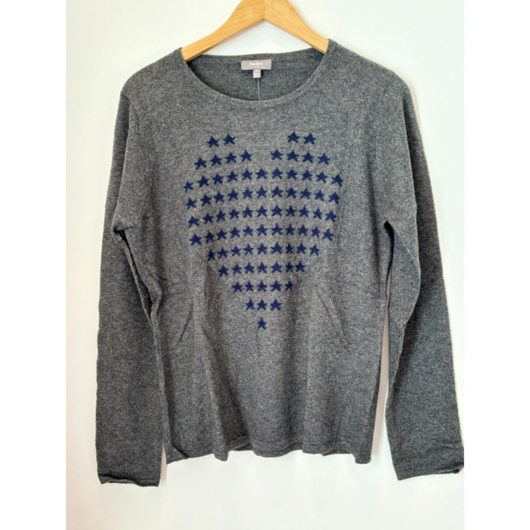 Neiman Marcus Women's 100% Cashmere crewneck heart stars size XL NEW k34