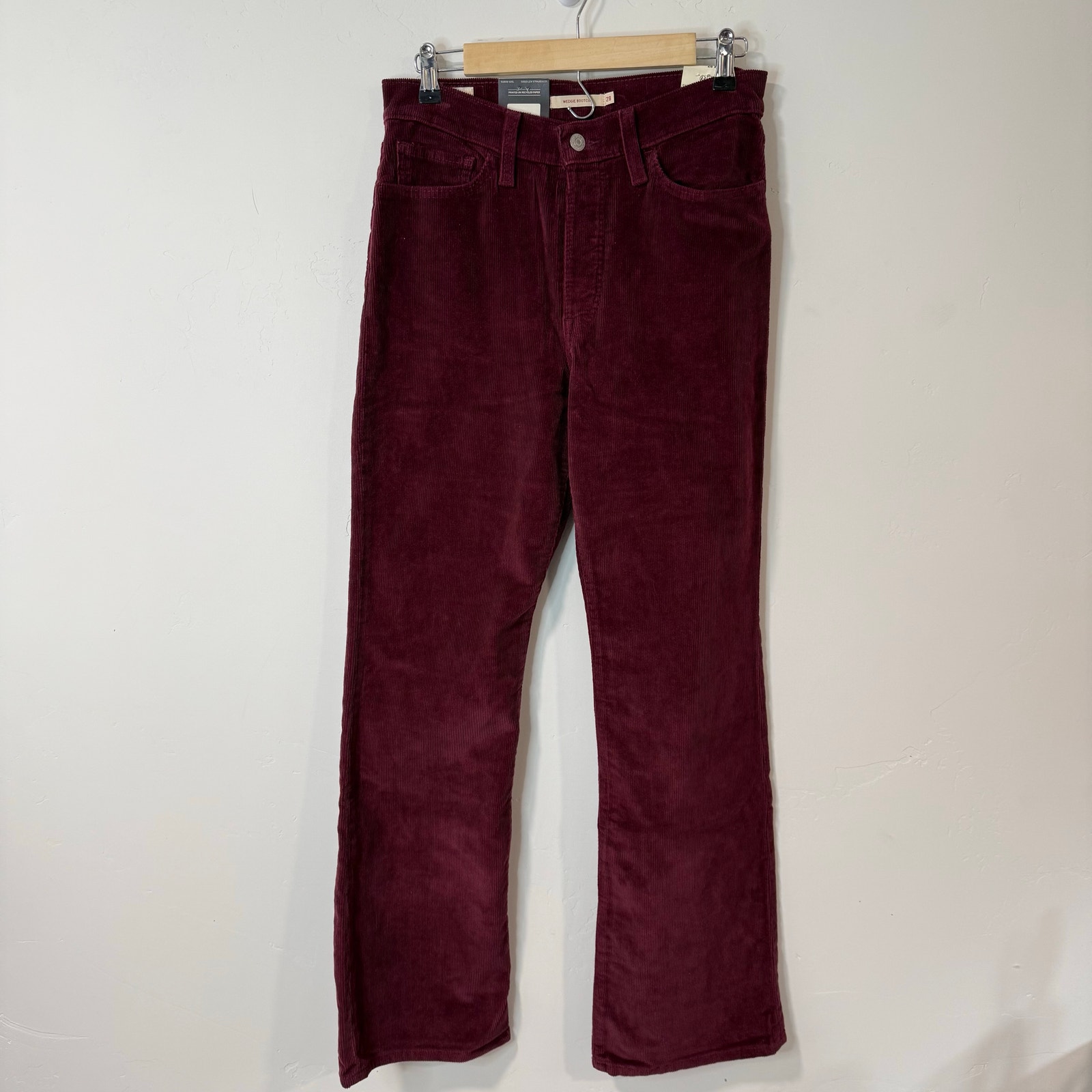 Levi's Women's Wedgie Bootcut Pants Corduroy High Rise Dark Red NEW