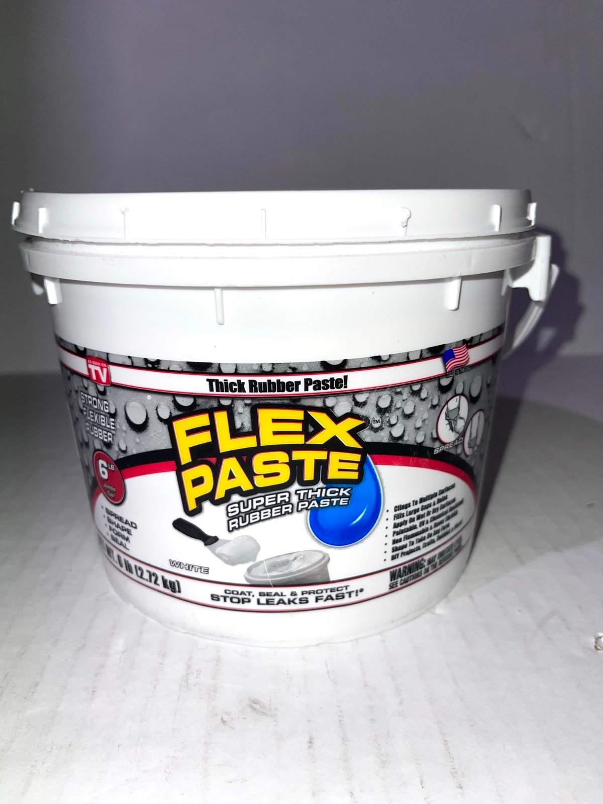 FLEX PASTE Waterproof Rubberized Paste, White. Tub PFSWHTR32 6Lb Super Thick