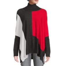 Patrizia Luca Color-block Turtleneck Womens Sweater 0/S Cuff Sleeves Oversized