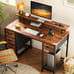 47 inch Computer Desk with 4 Drawers, Gaming Desk with LED Lights & Power Outlet