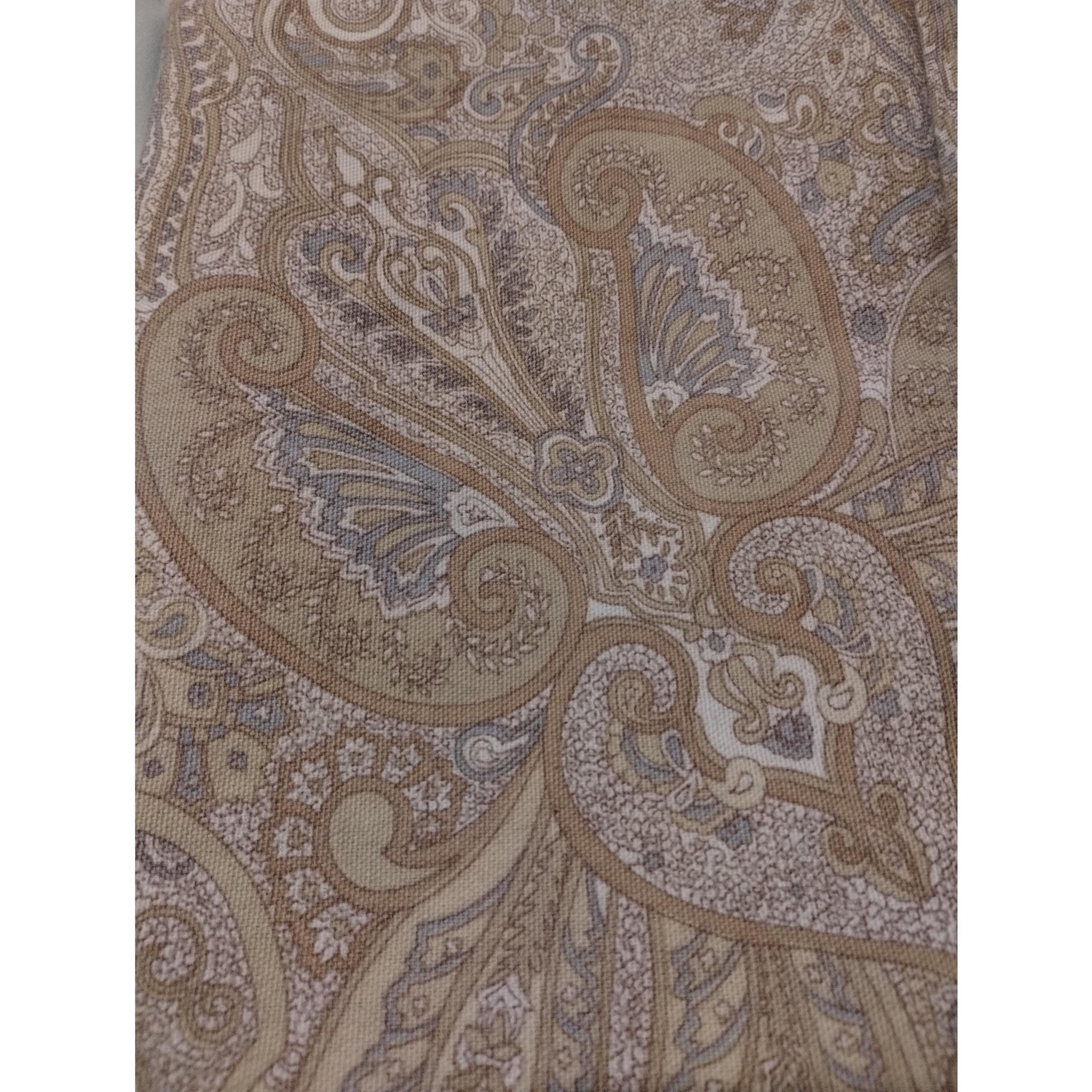 Lauren Ralph Lauren Fabric Cotton Shower Curtain Paisley Tan Yellow Blue 68x64"