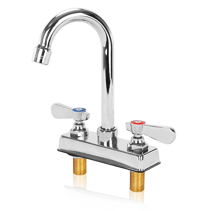 Commercial Bar Sink Faucet 4 Inch Center Deck Mount Bar Sink Faucet 2 Hole Brass