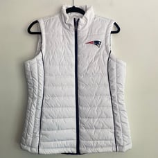 NFL New England Patriots Ladies White Puffer Vest Pats Football Fan Gear Sz L