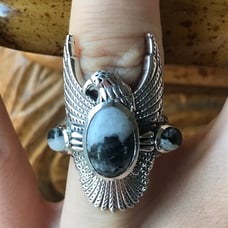 Authentic White Buffalo Turquoise Sterling Silver Eagle Ring