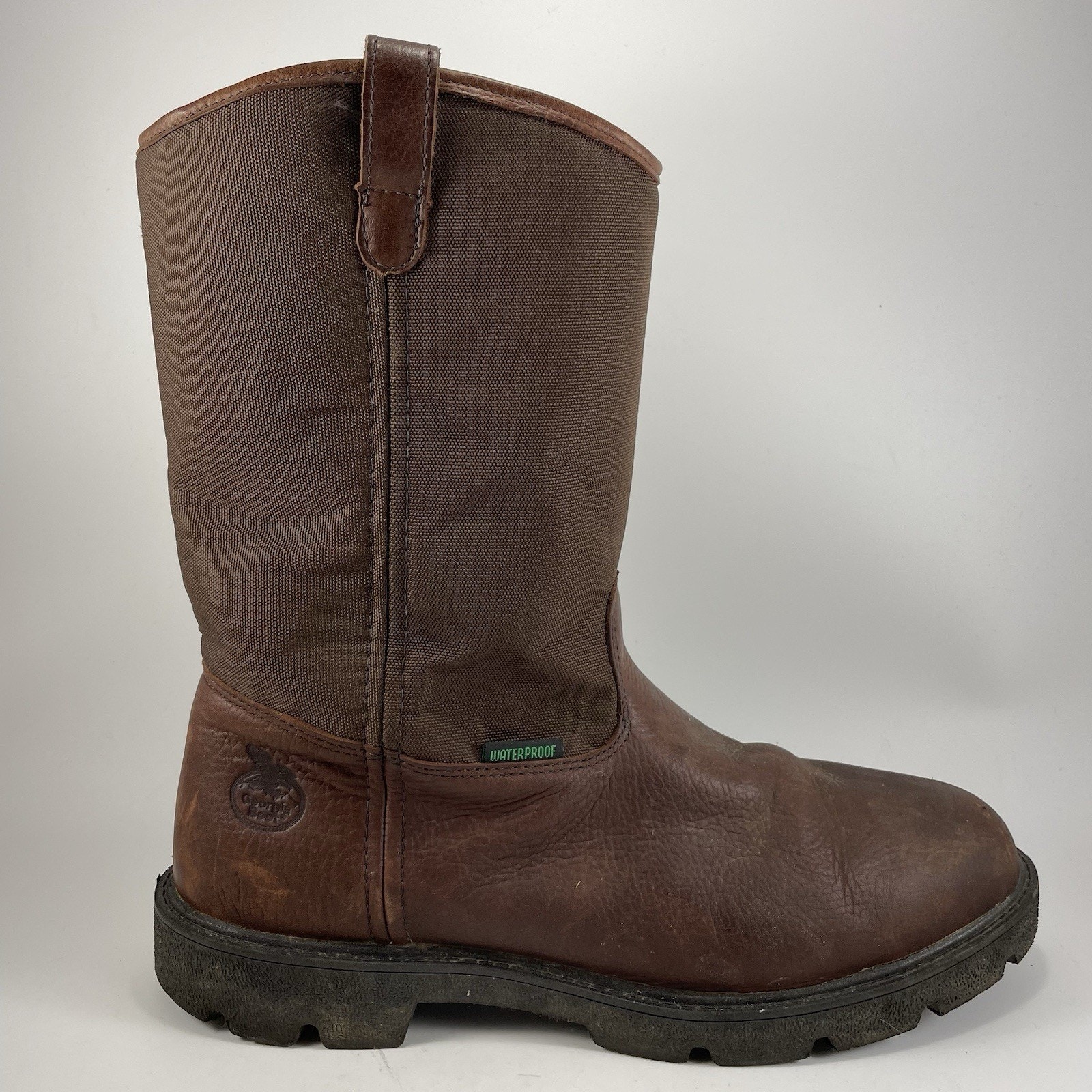 Georgia Boots 8” Wellington Boots Mens Size 13 Brown Leather Waterproof Pull On