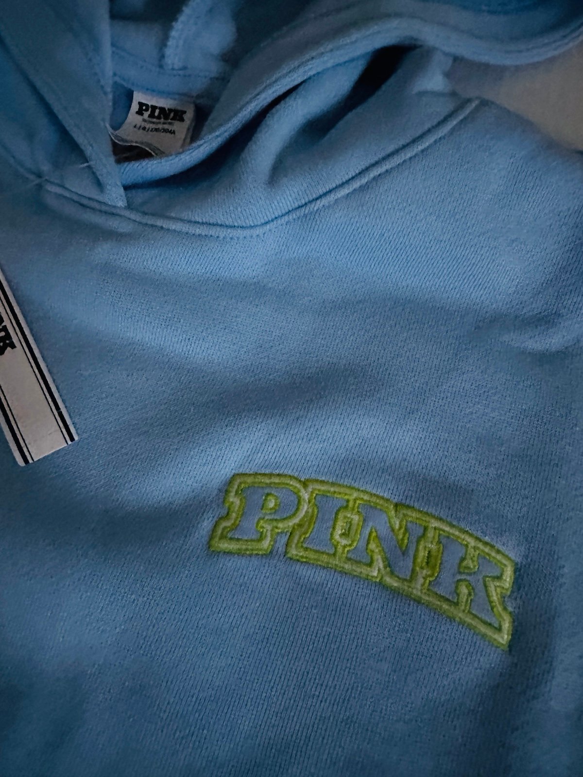 VS PINK Pullover Sweatshirt Hoodie Size LARGE BLUE DANCER NWT 2025