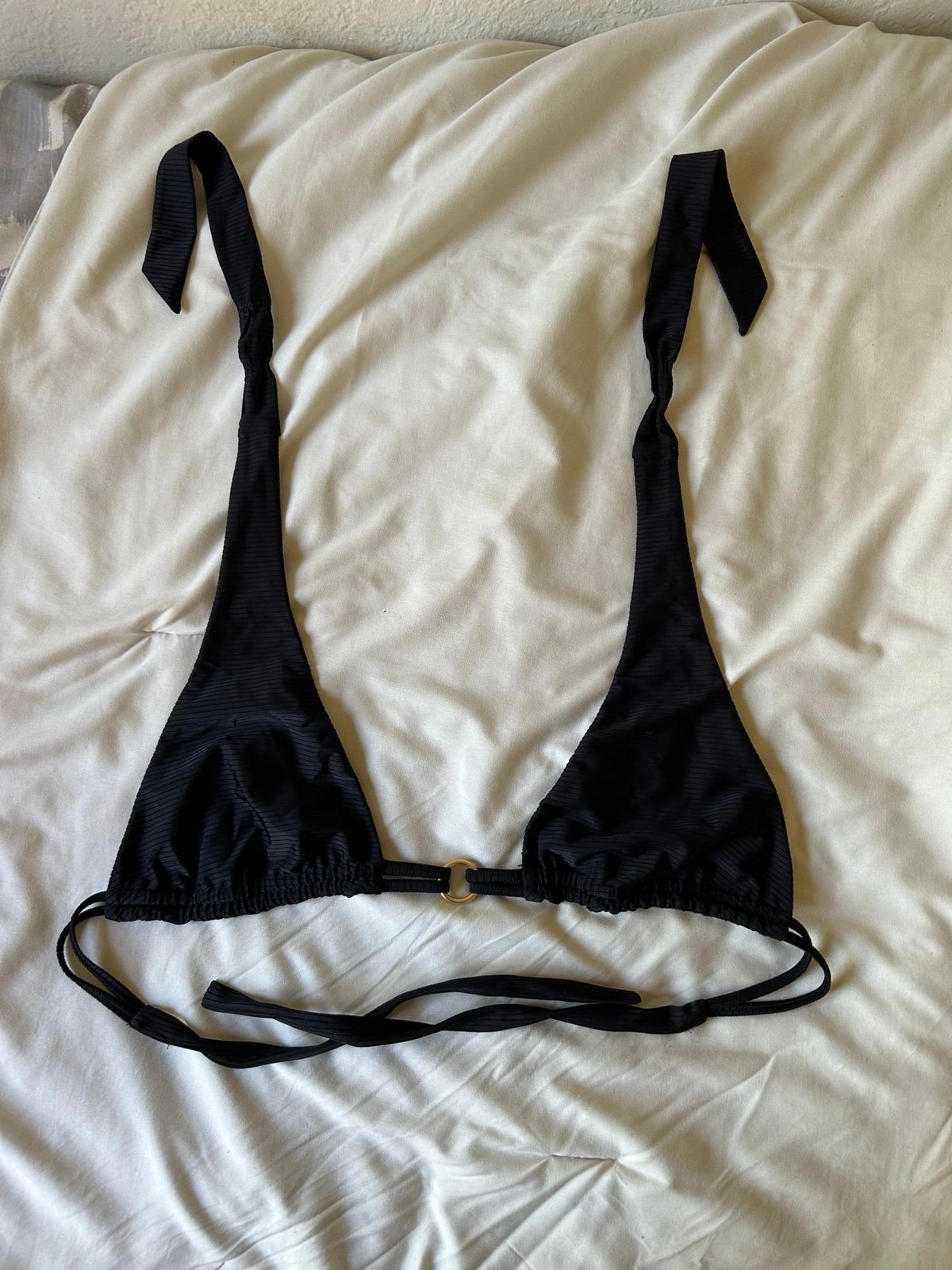 Black halter swimsuit top