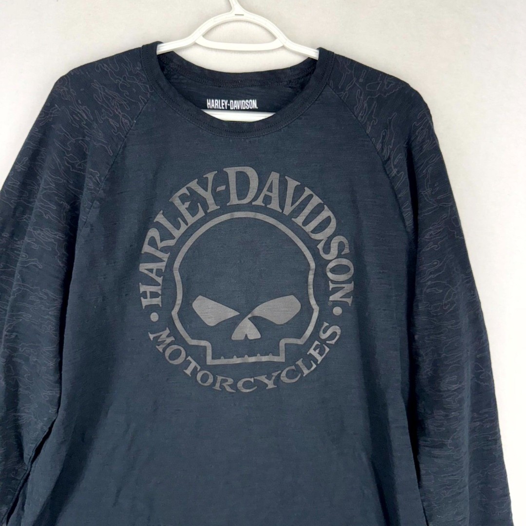 Harley Davidson Mens Heavyweight Long Sleeve Black Shirt Size XL