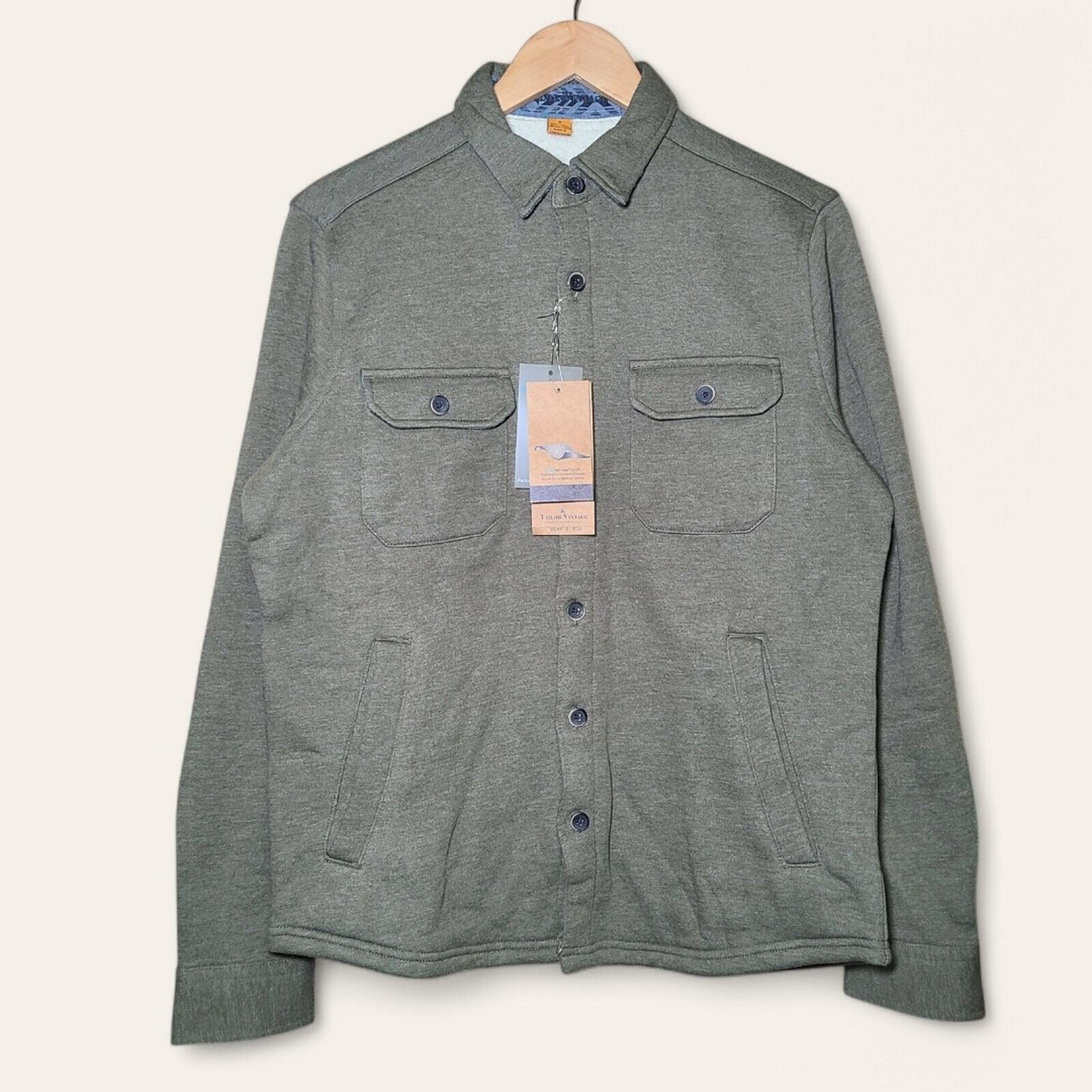 NWT Tailor Vintage PUREtec Cool Sherpa Lined Green Button-Up Jacket Men's Small