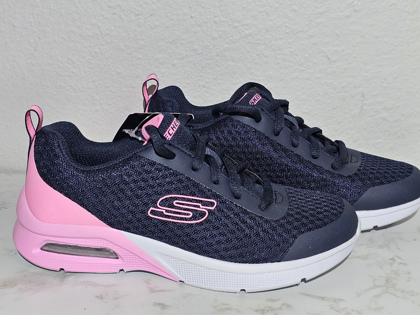 Size 1 Girl's Sketchers Sneakers Navy Pink New