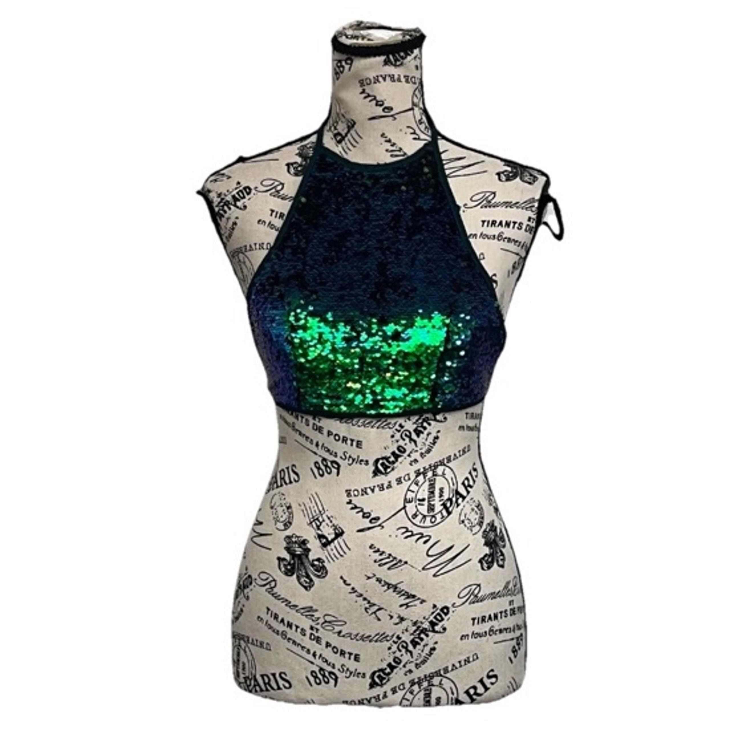 Pretty Little Thing Green Mermaid Halter Crop Top Party Club Beach Boho 4 Shine