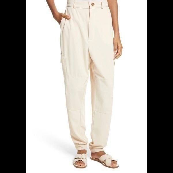 See by Chloe' Hi-Rise Gabardine Cargo Pants in Angora Beige Size 44 (10/12)