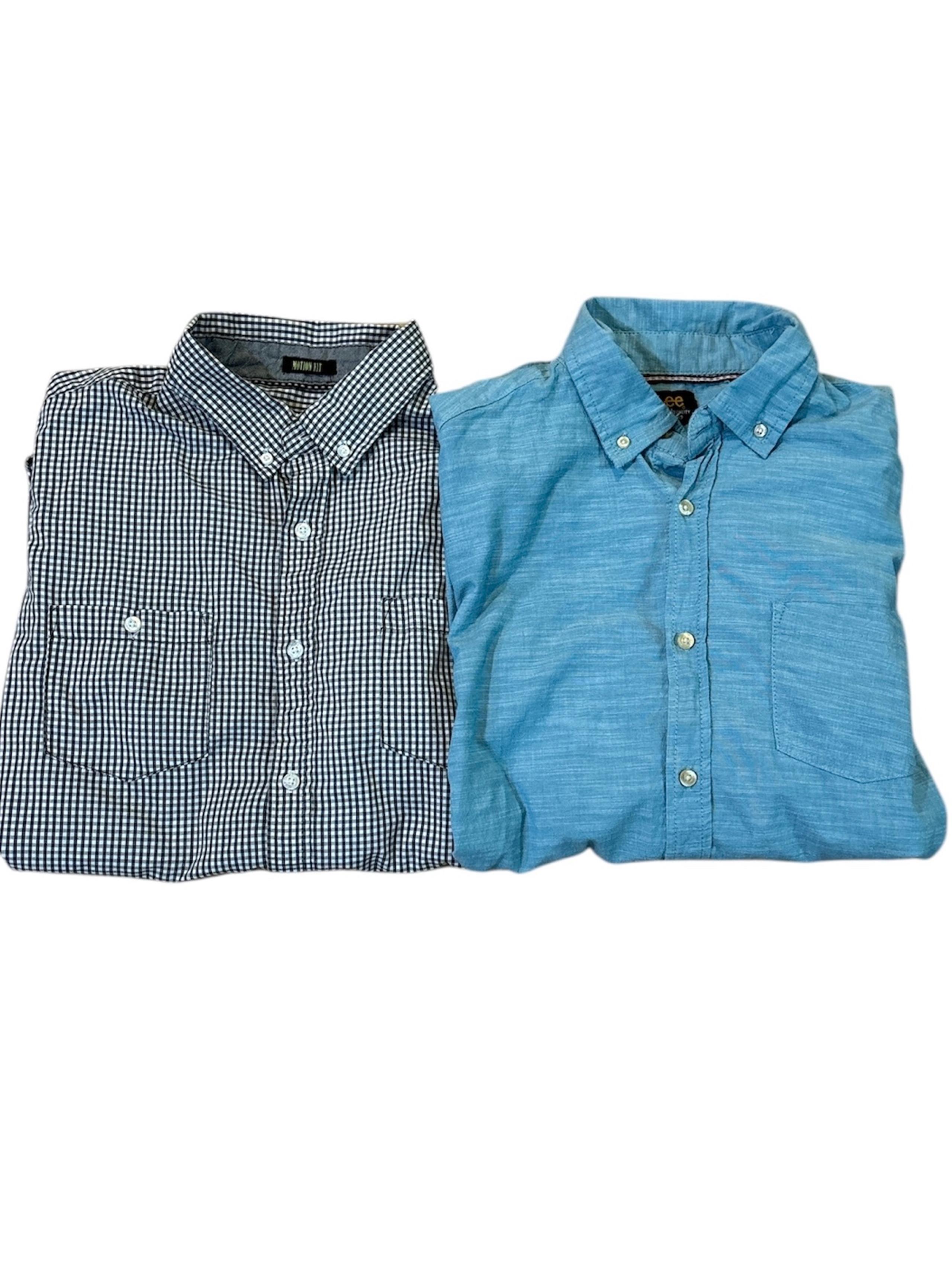 Two Men’s Lee Button Up Shirts Large