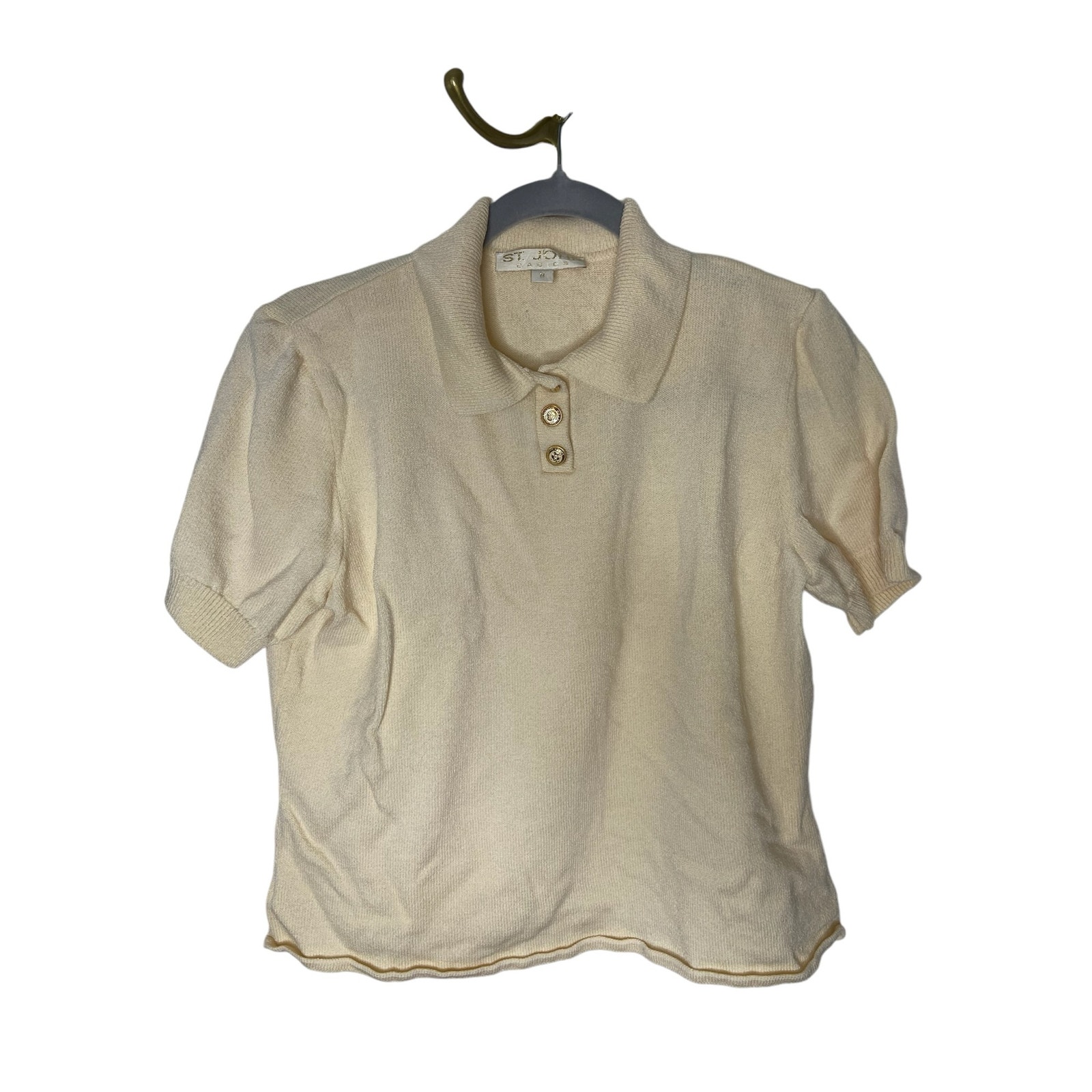 St. John Basics Womens Polo Shirt Short Sleeve Collared Casual Golf Preppy Sz M