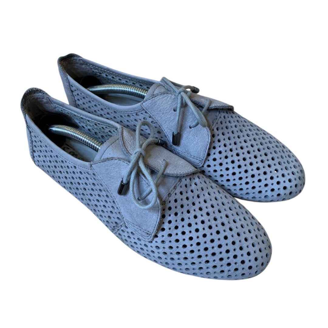Tamaris German Leather Mesh Women's Gray Oxford Lace-Up Dress Shoes EU 38 US 7