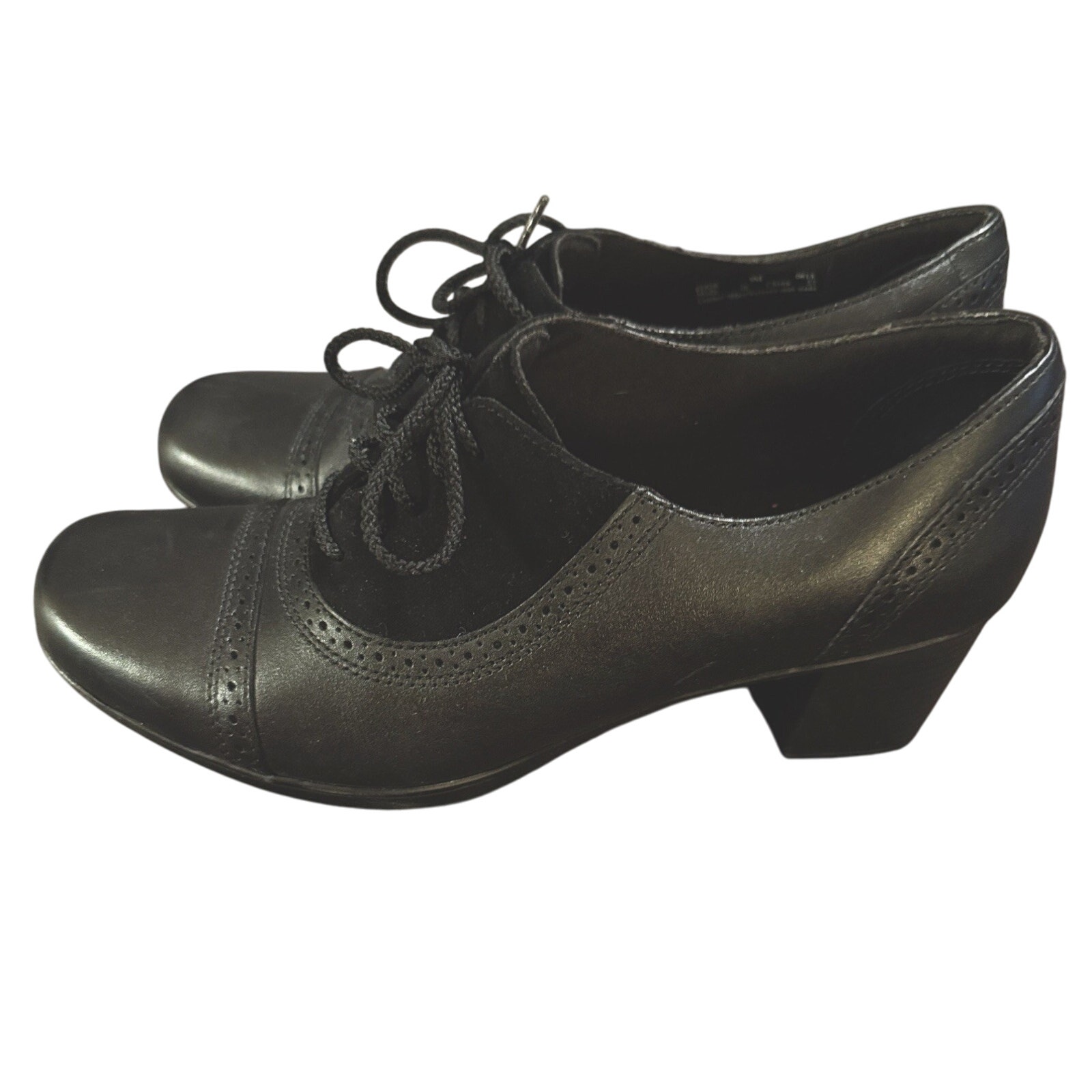 Clarks Bendables Brogues Lace up Shoes Black Leather Oxford Womens 9 Academia