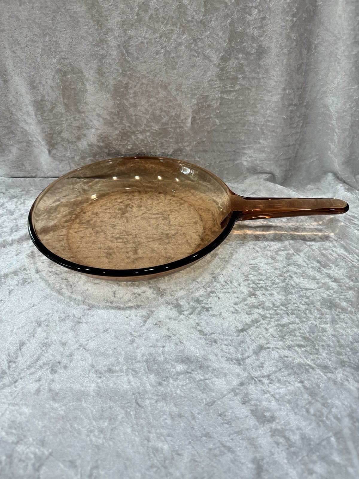 Corning Vision Ware 10 1/2” Skillet Frying Pan Amber Waffle Glass France