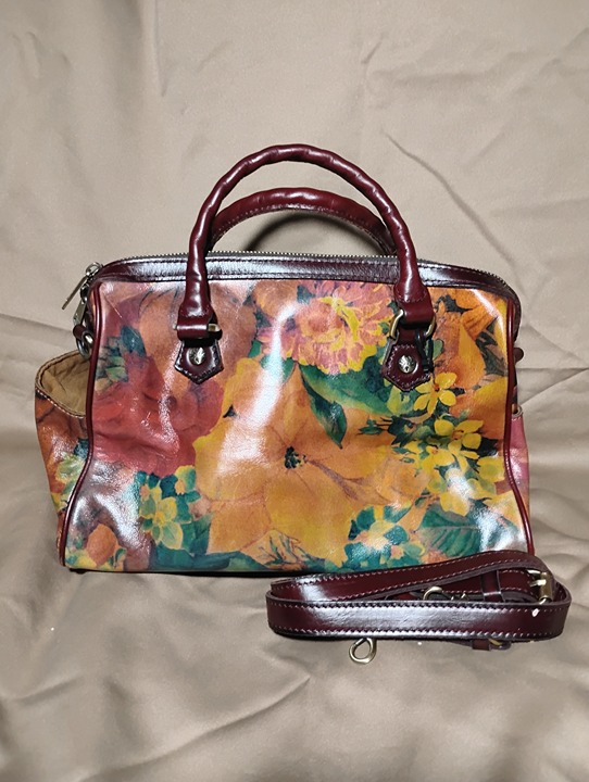 PATRICIA NASH AMAZING LEATHER MULTI FLORAL SATCHEL CROSSBODY
