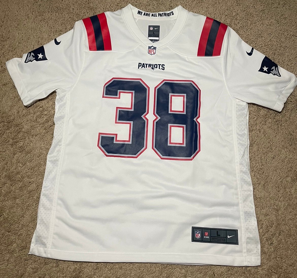 New England Patriots Rhamondre Stevenson Nike Game Player Jersey Size L White