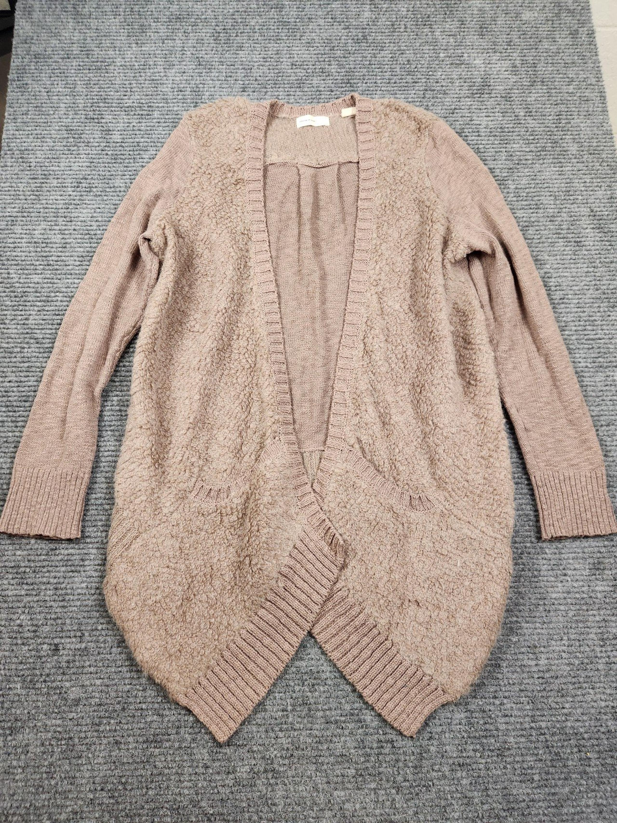 Anthropologie Sleeping On Snow Tan Wool Mohair Open Front Cardigan Sweater Med