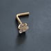 Solid 14kt gold nose piercing white clear triangle mark NEW