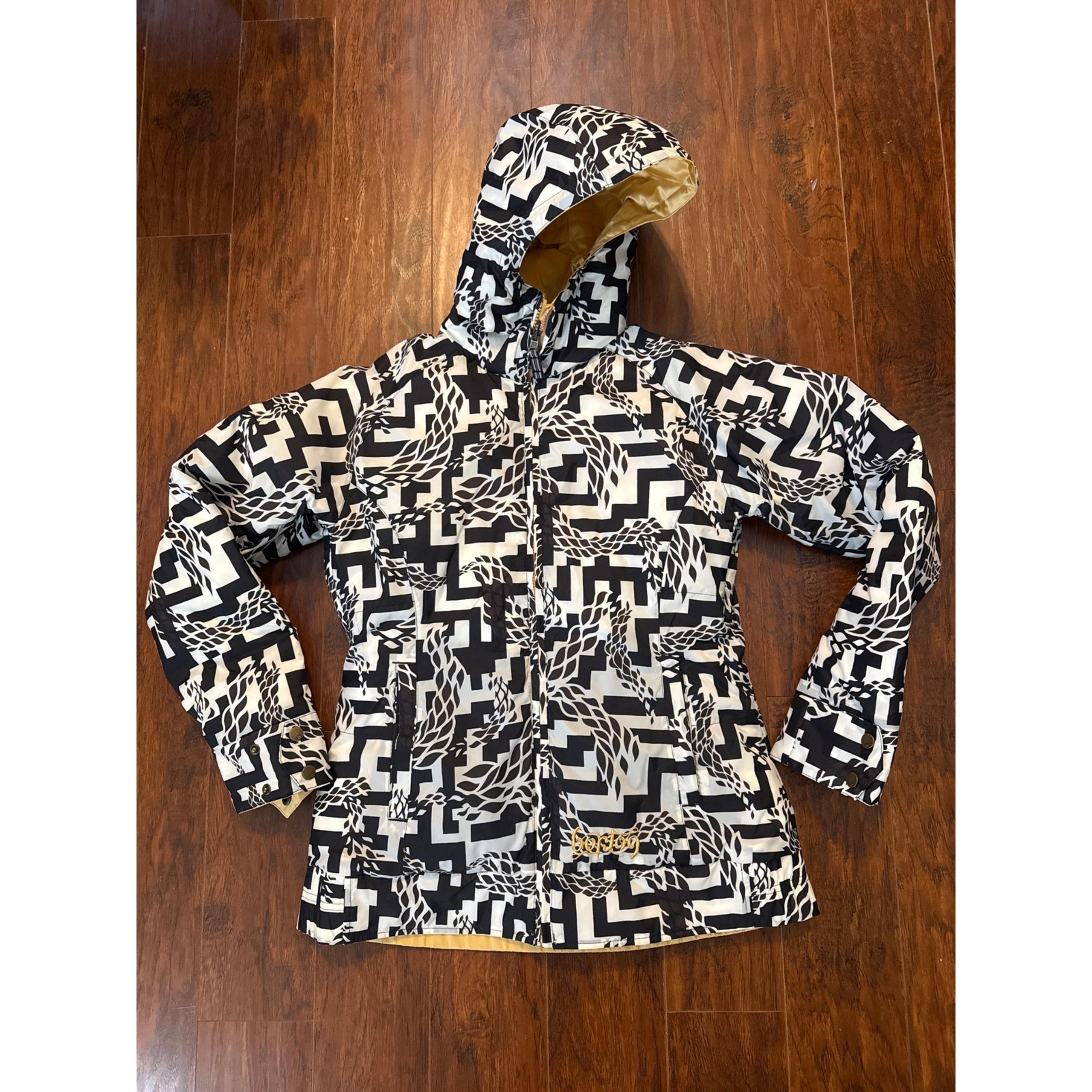 Burton Womens Small Reversible Gold Bliss Down Puffer Jacket Ski Snowboard