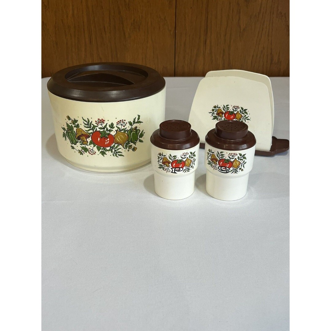 Sterlite Vintage Spice of Life Bundle: Canister, Salt & Pepper And Napkin Holder