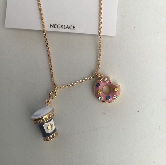 Kate Spade New Mismatch Royal Blue Coffee and Pink Frosted Donut Necklace