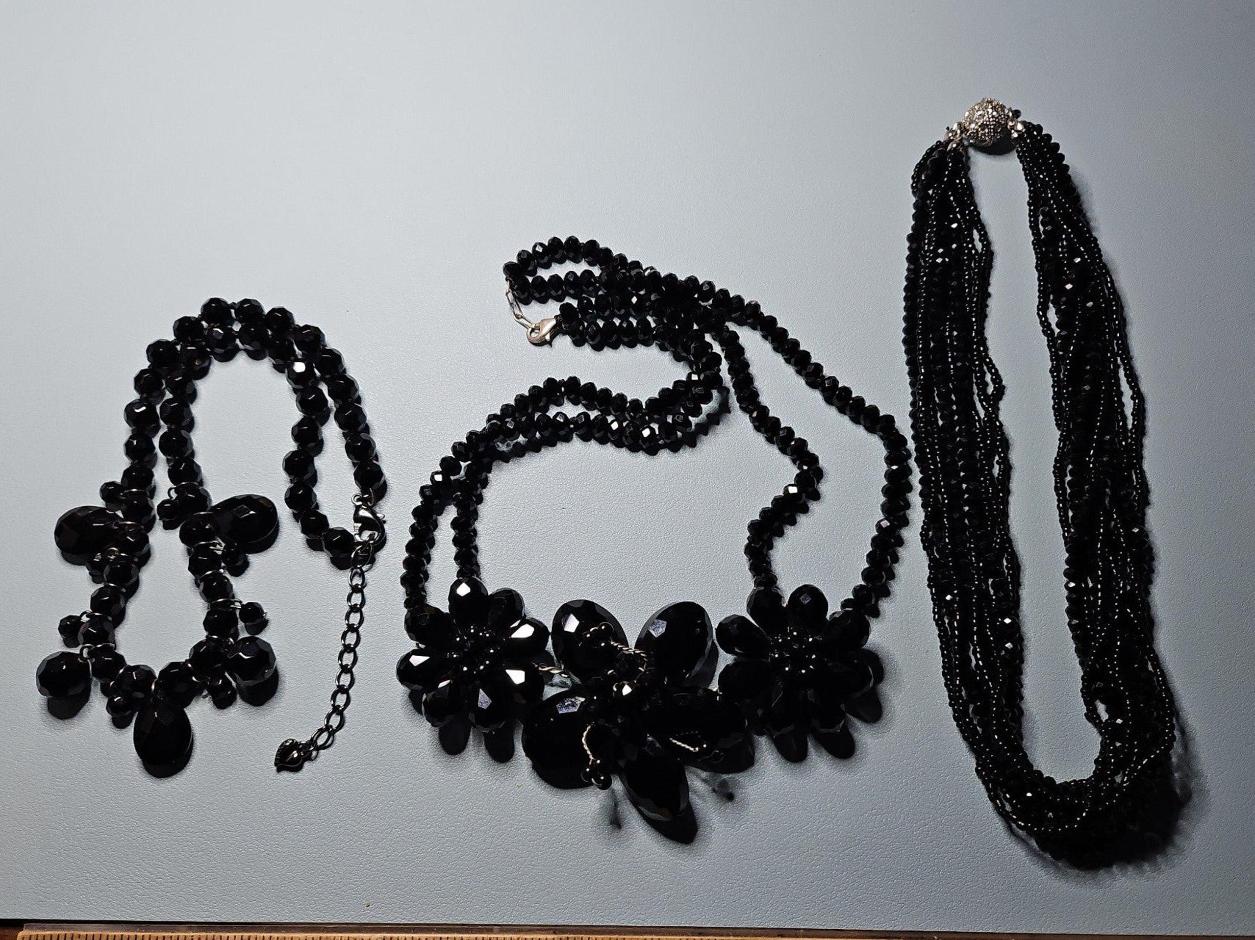 BLACK COSTUME NECKLACE LOT