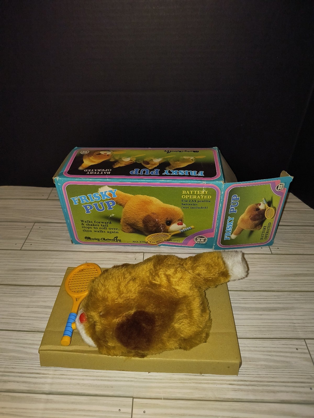 Amily Frisky Pup Vintage Battery Operated Kids Toy Moving Animal Company In Box