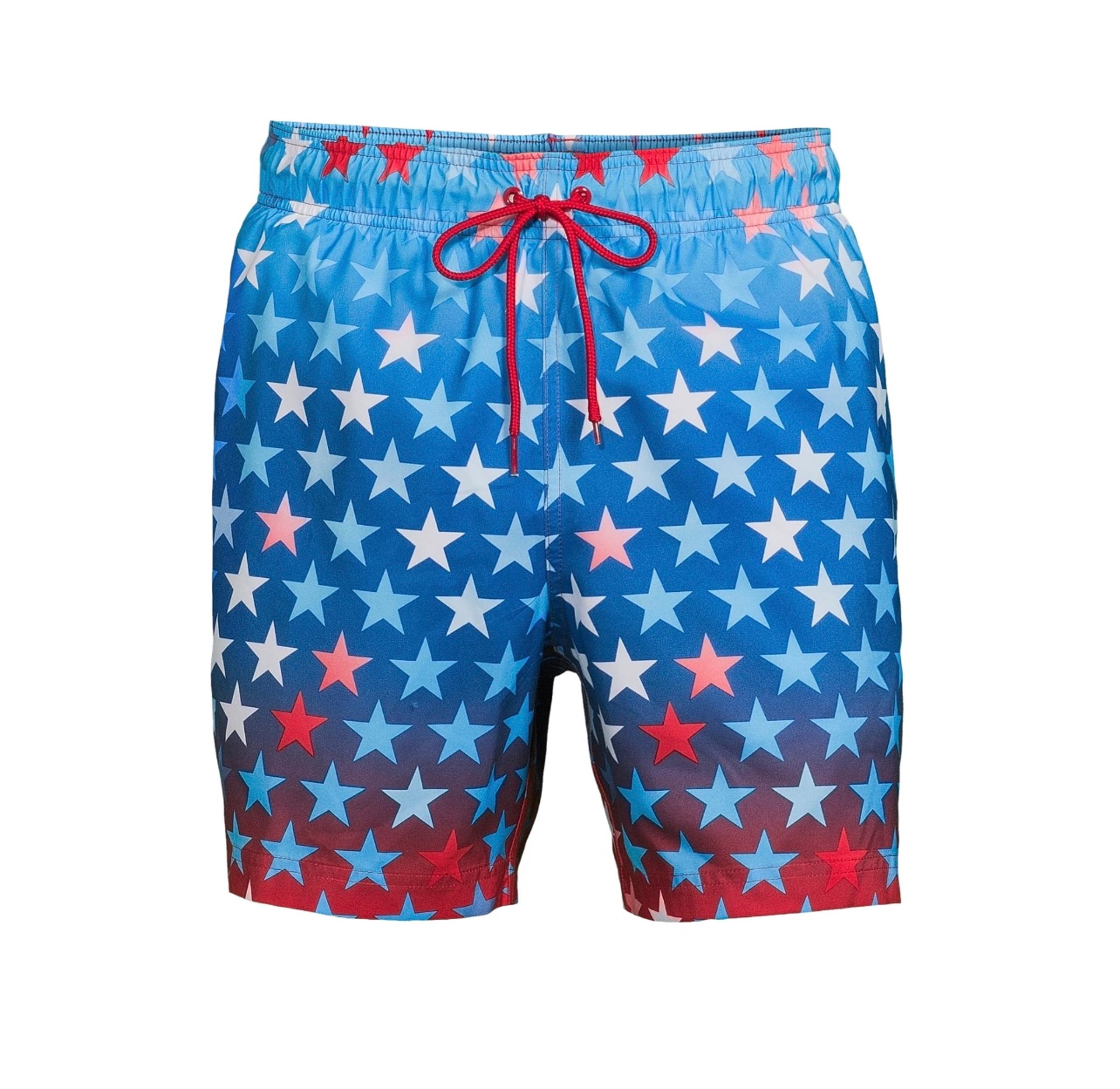 George Men's and Big Men's 6" Gradient Star Swim Trunks, up to Size 3XL