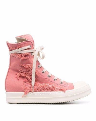 Rick Owens Drkshdw Pink Distressed Denim Sneakers NEW 37.5/7.5
