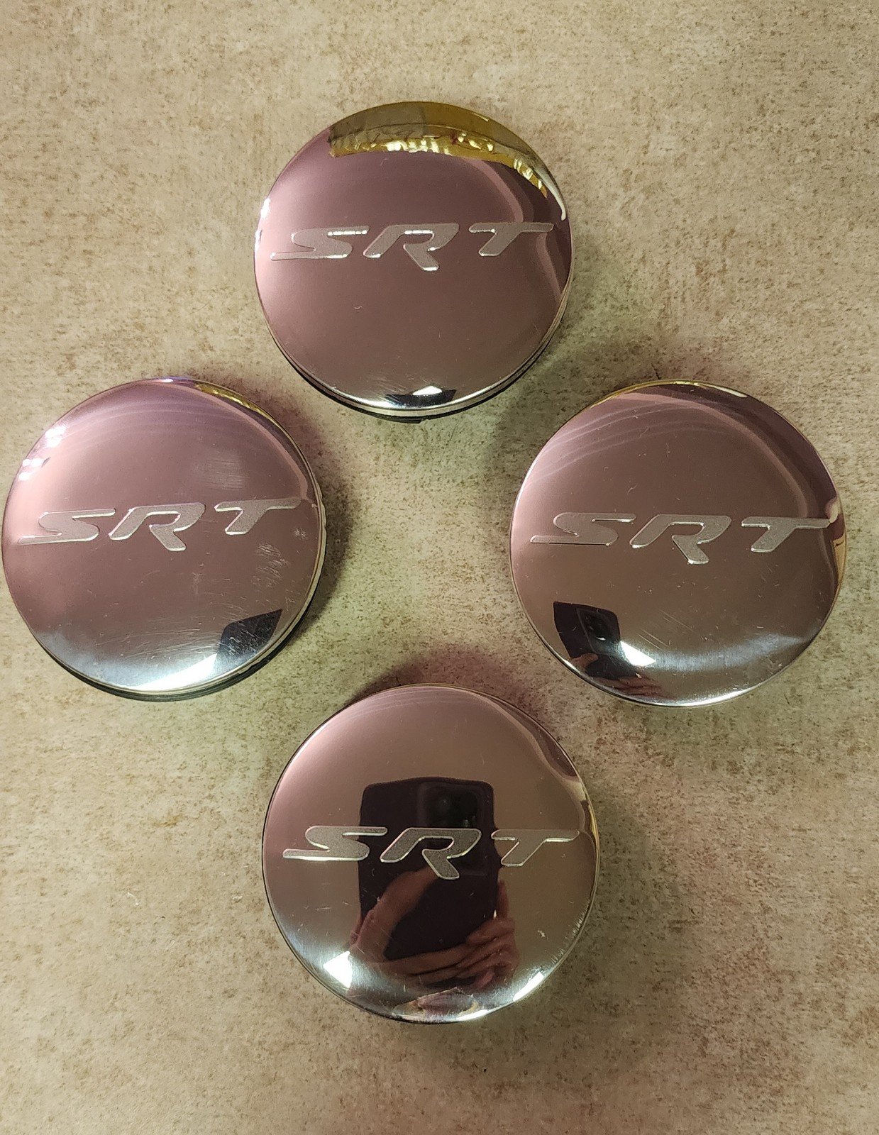 SRT 63MM chrome silver rim center caps