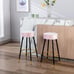 Counter Height Bar Stools Set of 2, Velvet Kitchen StoolsUpholstered 24 Inches
