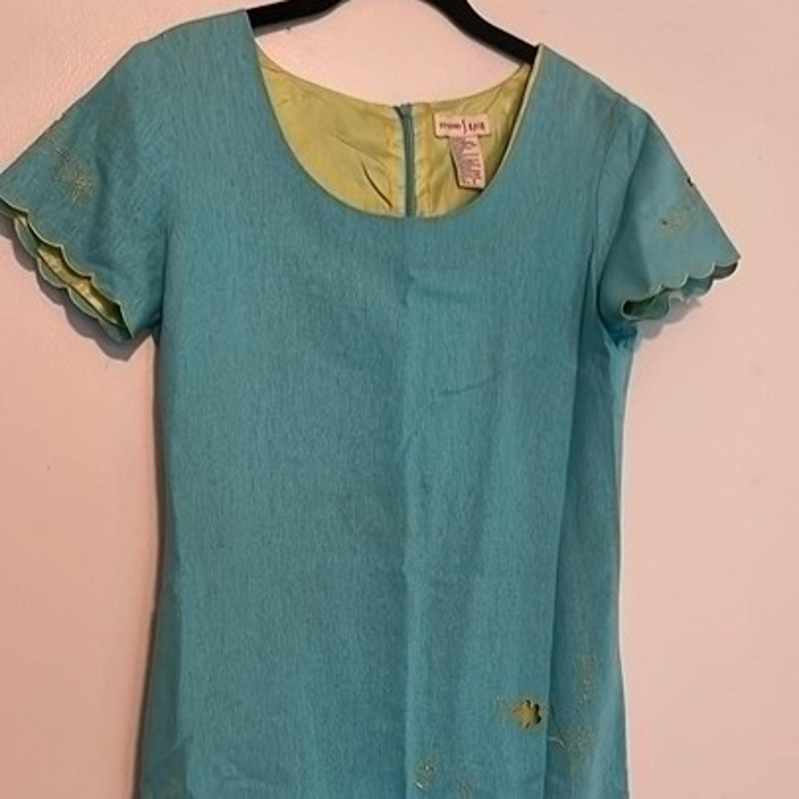 Vintage Studio Ease Petites Linen Blend Sheath Dress SZ 8P Office CottageCore