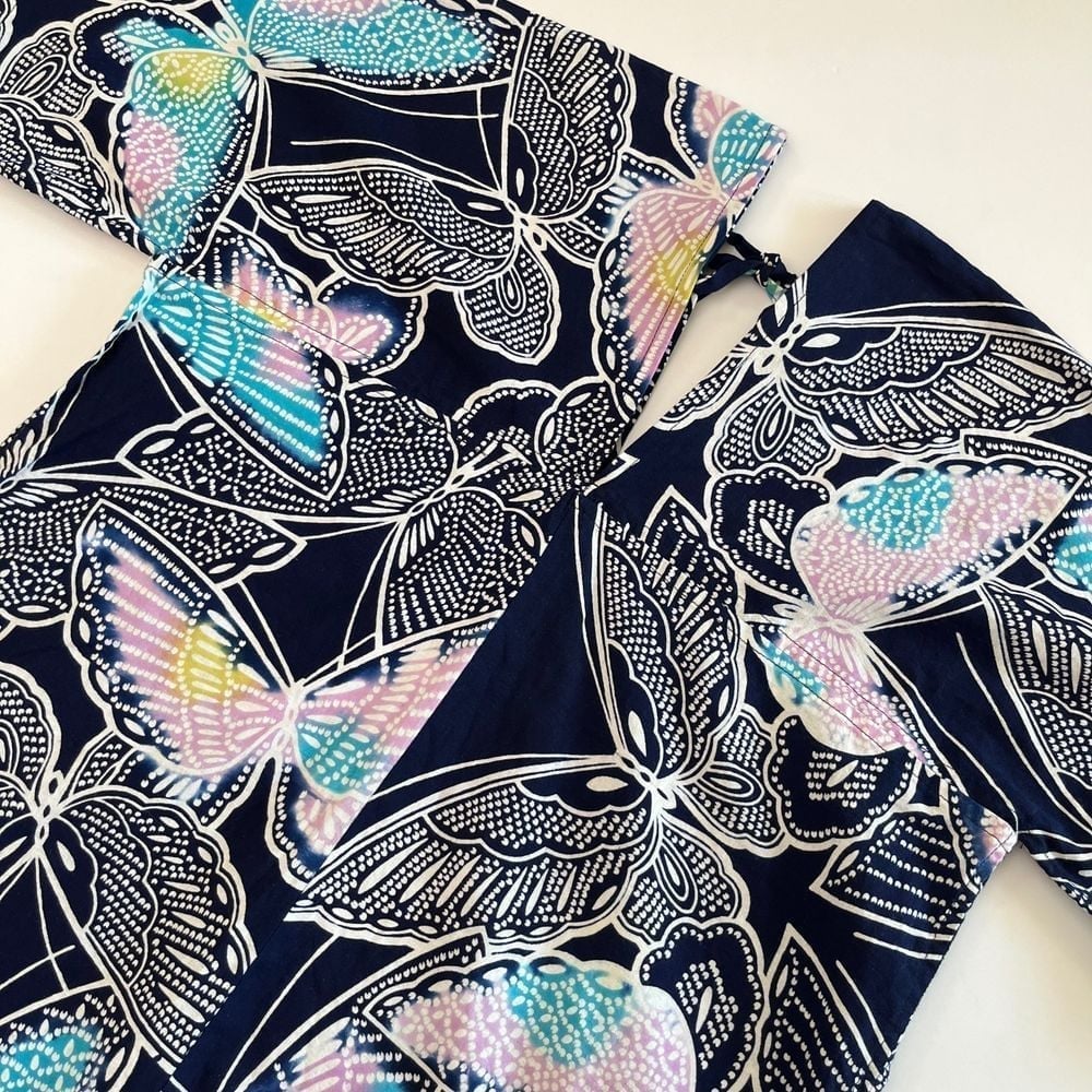 Butterfly Batik Womens Kimono Style Top, Butterfly Angular Lightweight Shirt 333