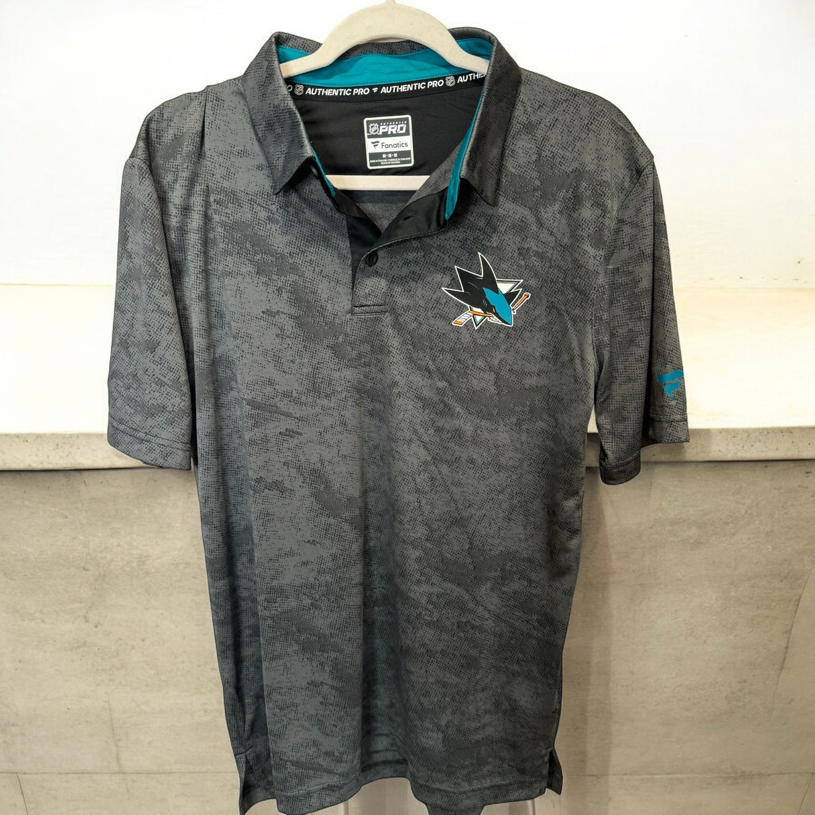 NEW San Jose Sharks Gray Anthrocite Golf Polo NHL Medium