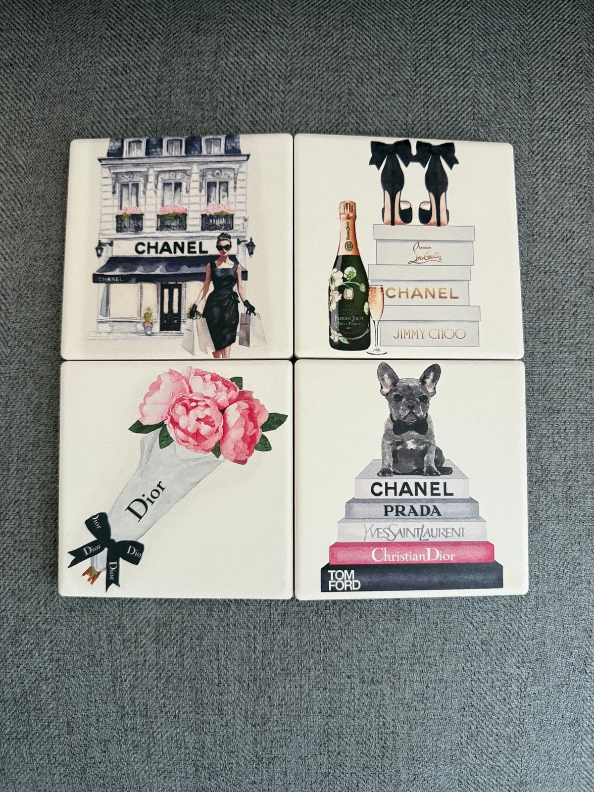 [Amanda Greenwood] NWT 4pc Fashion Luxury Designer Coaster Set