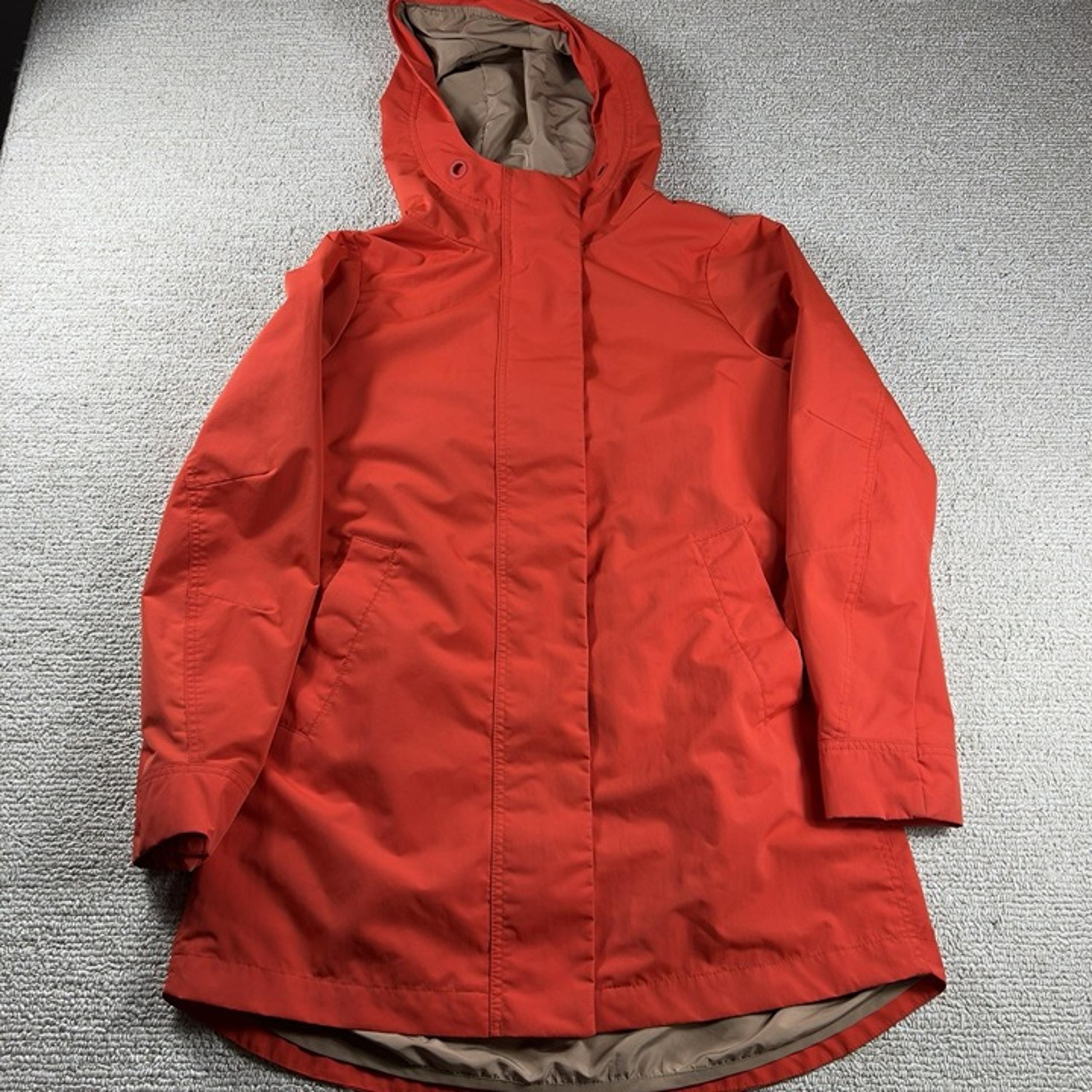 Athleta Rain Drop Hooded Rain Jacket Orange Women’s Size Small