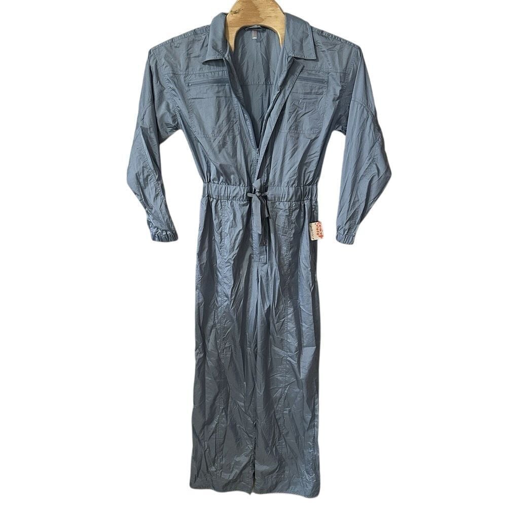 Free People Movement Golden Hour Jumpsuit Size Medium Blue Long Sleeve NWT