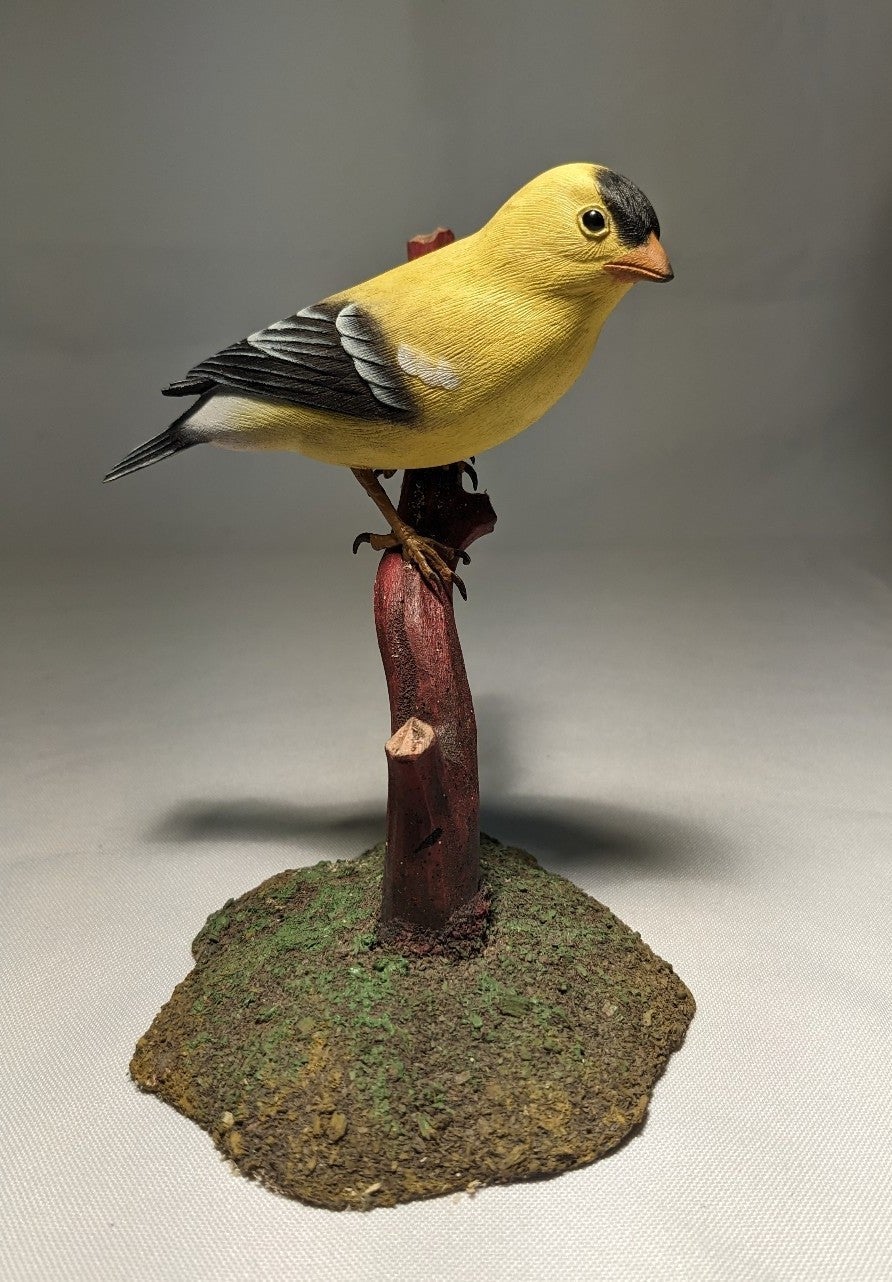 American Goldfinch hand carved and painted