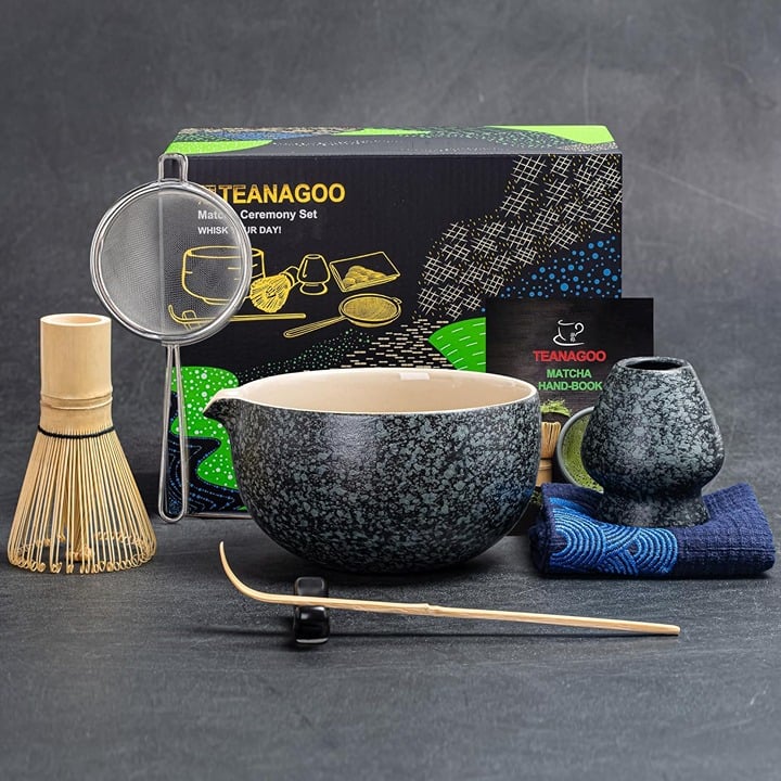TEANAGOO Matcha Whisk Set Black,7 Pcs Matcha Set,Matcha Kit for Ceremony,Matcha