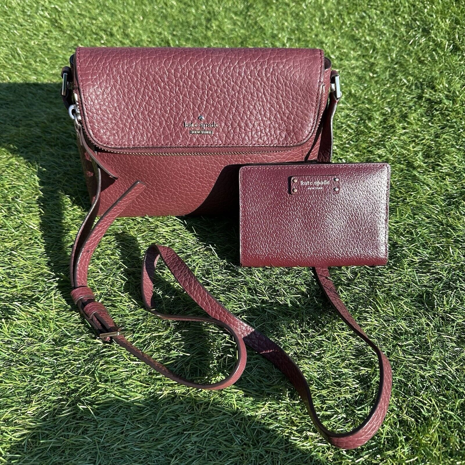 Kate Spade New York Georgia Carter Leather Shoulder Bag Cherrywood And Wallet