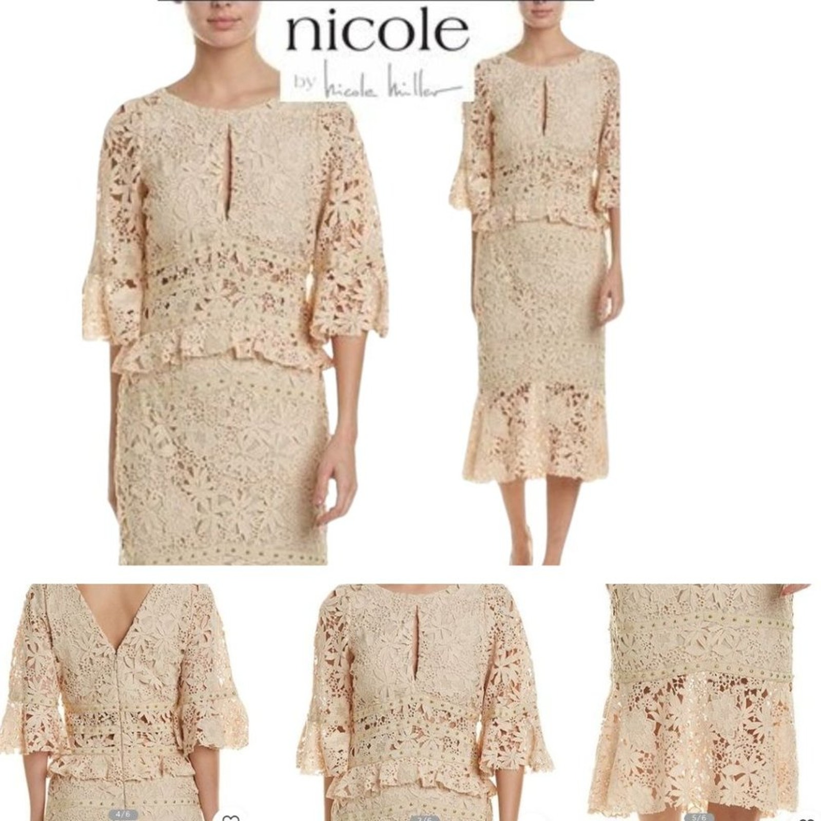 NICOLE MILLER Women's Flutter Sleeve Embroidered Dress Size 0
