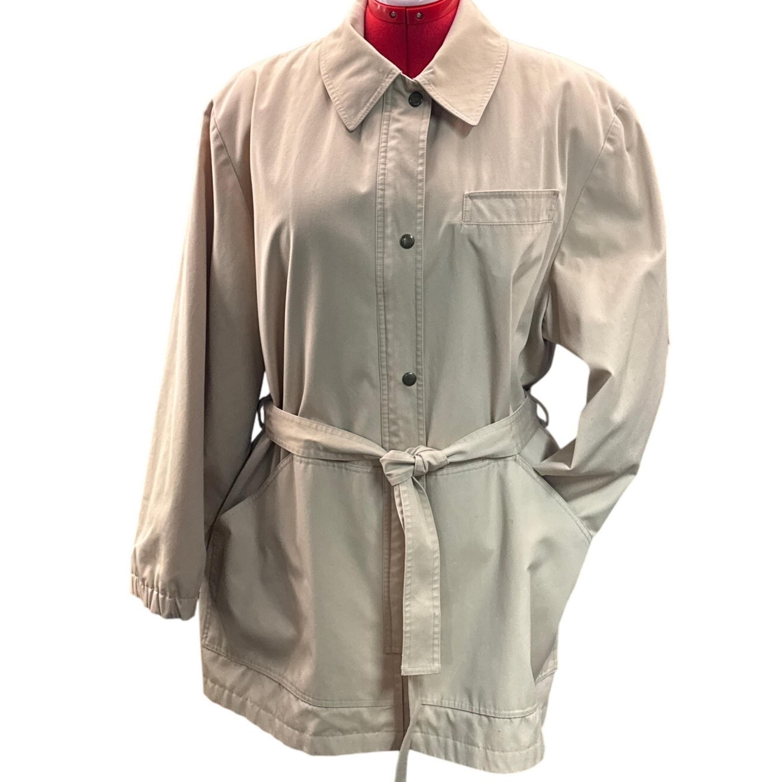 Etienne Aigner Vintage Cream Tie Waist Jacket Trench Coat Women 18