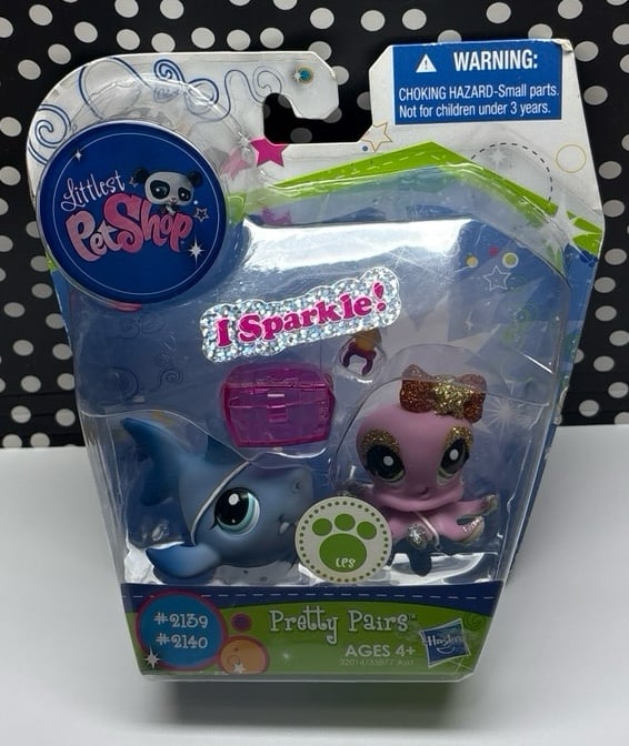 Littlest Pet Shop LPS Pretty Pairs Shark Octopus #2139 #2140