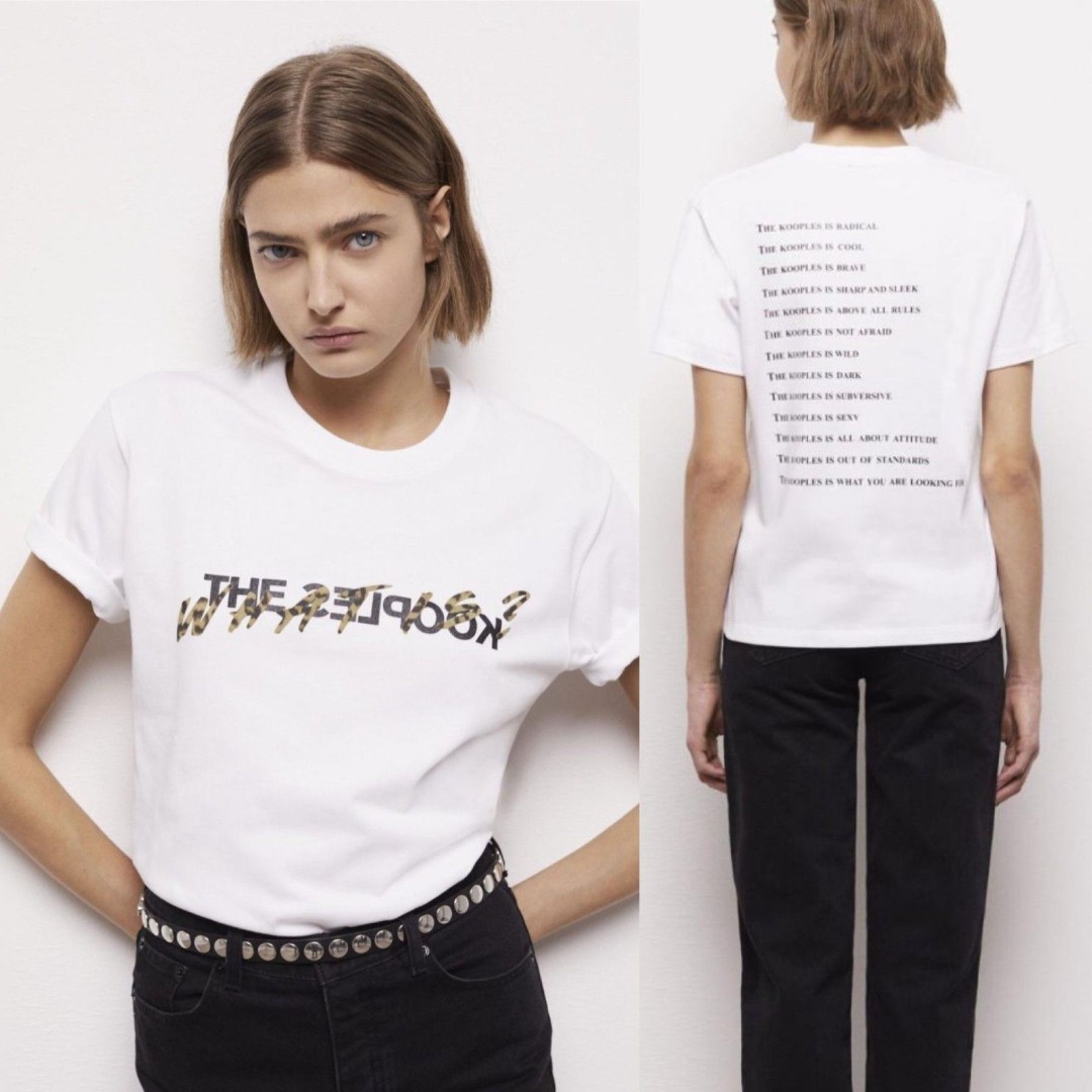 The Kooples Black and Leopard Print Cotton What Is T-Shirt for Woman - XS 95