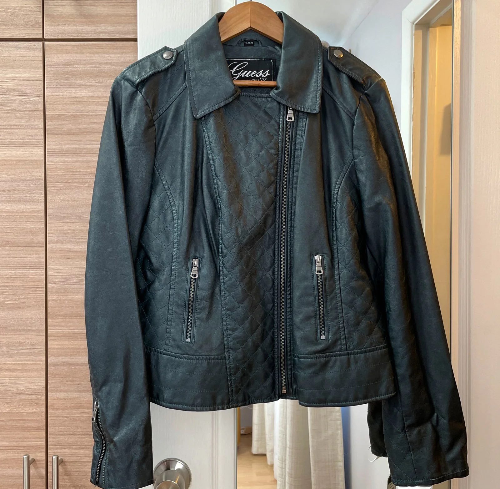 Guess Womens Faux Leather Jacket