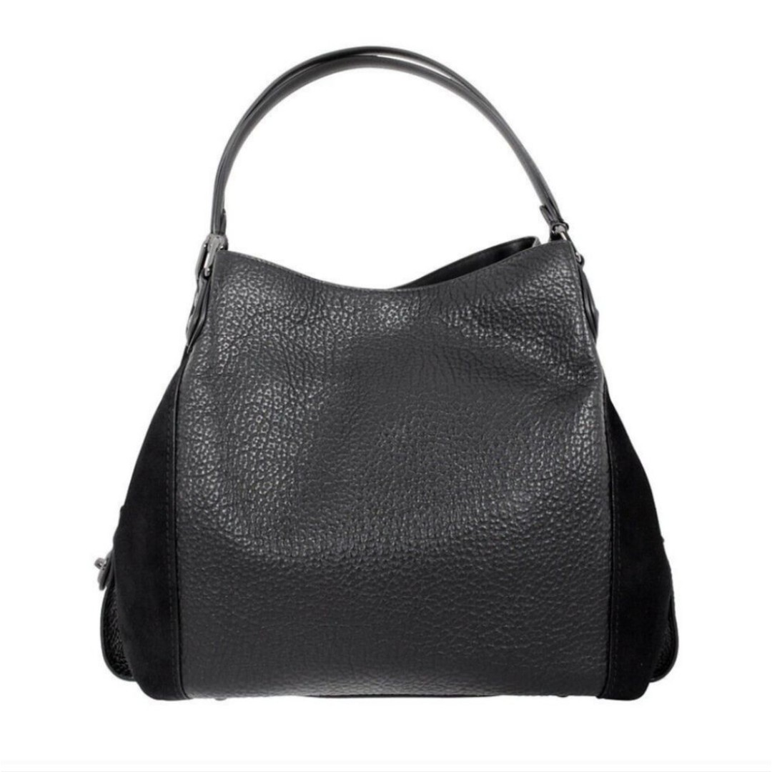 Coach Edie Black Suede & Leather Large Shoulder Bag #57647